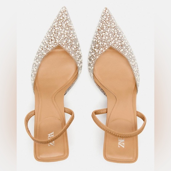Zara Pearl Rhinestone Heeled Slingbacks ✨ - Picture 4 of 9